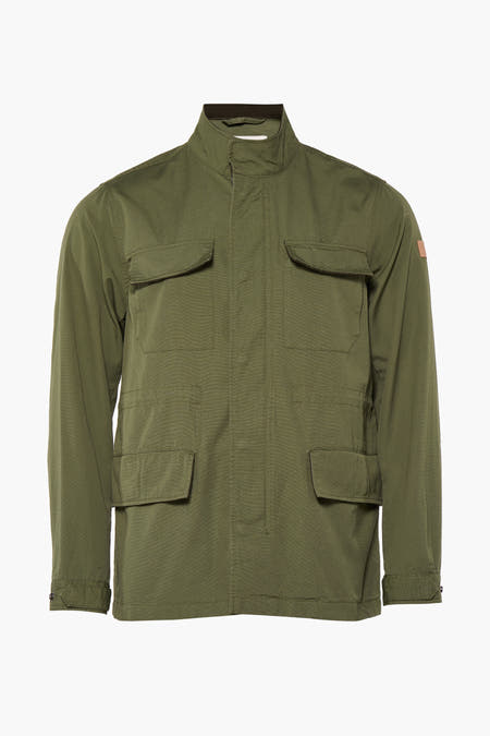 Manteau vert court de Scotch & Soda, vue arrière avec des manches longues et un col montant.