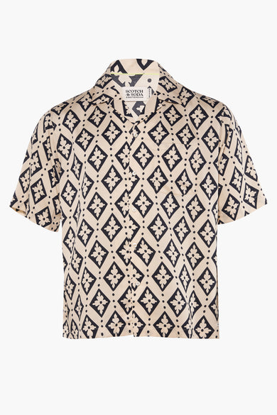 Chemise multicolore à manches courtes de SCOTCH & SODA, avec un motif de fenêtres et de points, et une poche po.