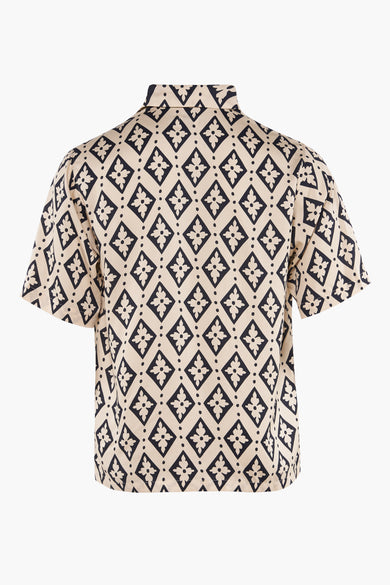 Meerkleurig overhemd met korte mouwen van SCOTCH & SODA, met een patroon van ruiten en bloemen.