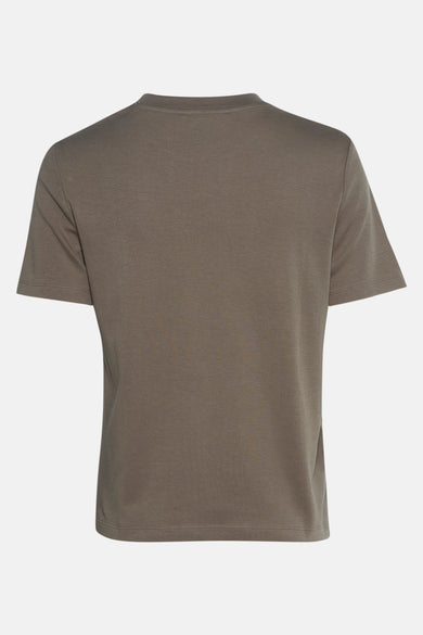 T-shirt marron à manches courtes de MANGO, tissu uni, dos visible.