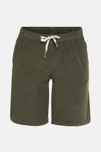 Short en corduroy vert de REDEFINED REBEL, avec une poche arrière et une ceinture élastique.