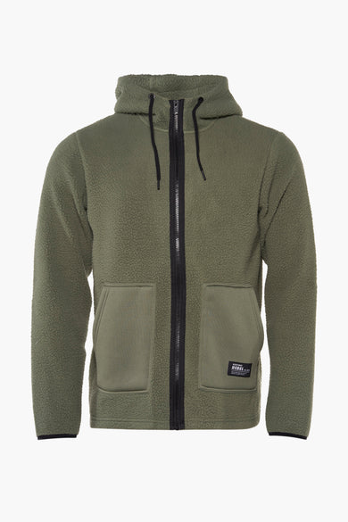 Fausse fourrure verte de REDEFINED REBEL, côté dos, avec un capuchon et une texture douce et feutrée.