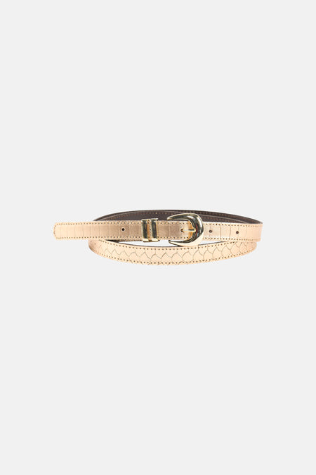Ceinture dorée Legend avec motif serpent et boucle dorée.