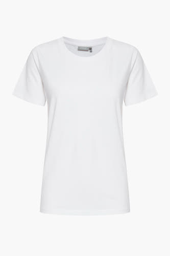 Wit T-shirt van Fransa, effen kleur en korte mouwen, op een witte achtergrond.
