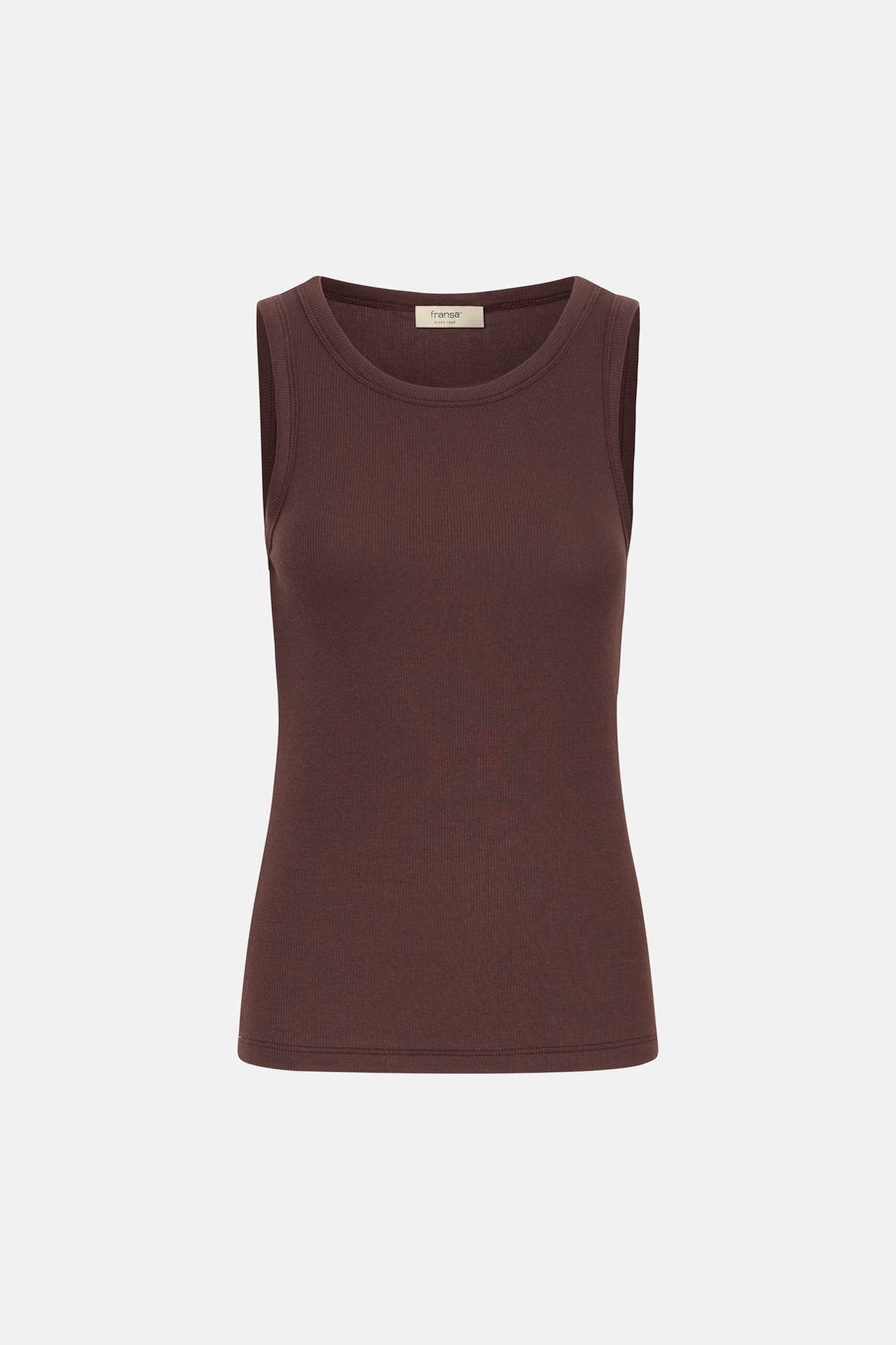 Débardeur marron de Fransa, avec une texture côtelée et un col rond.