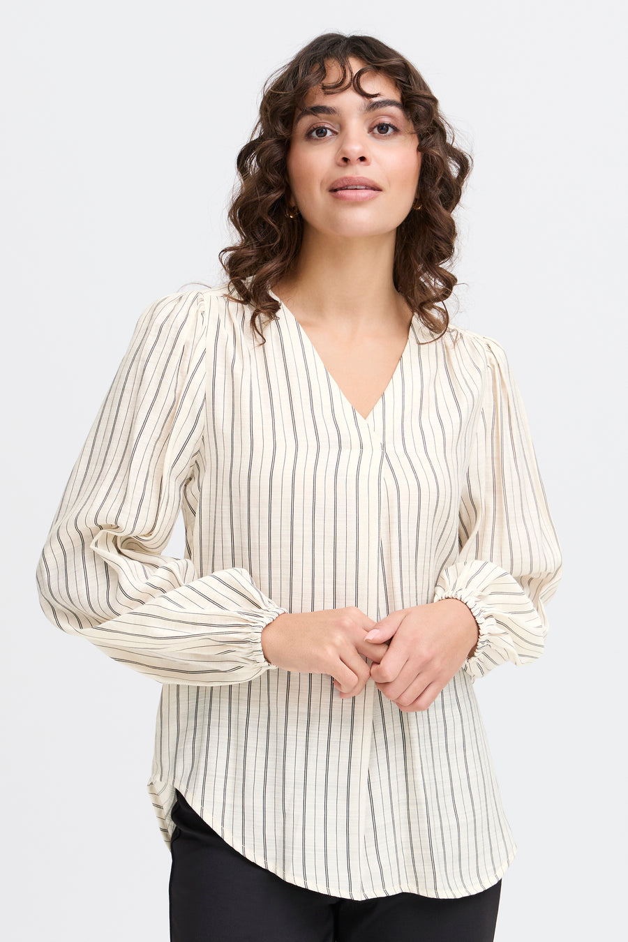 Blouse à manches longues - beige - Fransa®