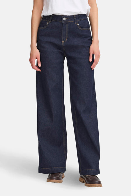 Jeans wide dark blue denim - Fransa®