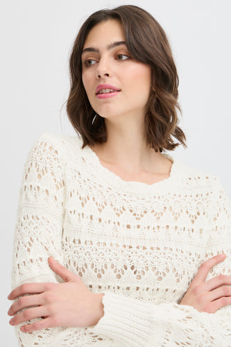 Pull à col rond - écru - Fransa®