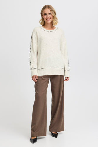 Pull à col rond - écru - Fransa®