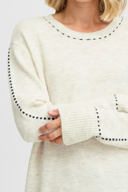 Pull col O Écru - Fransa®