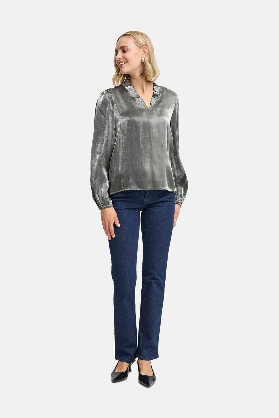 Blouse à manches longues - argenté - Fransa®