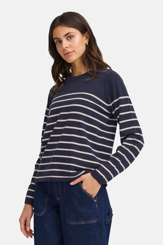 Pull à col rond - bleu - Fransa®