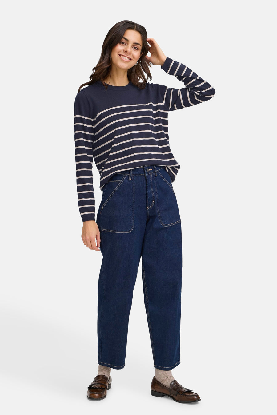 Pull à col rond - bleu - Fransa®