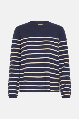 Pull à col rond - bleu - Fransa®