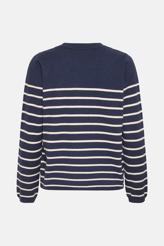 Pull à col rond - bleu - Fransa®