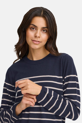 Pull à col rond - bleu - Fransa®