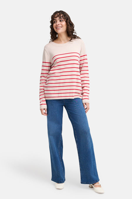 Pull à col rond - rouge