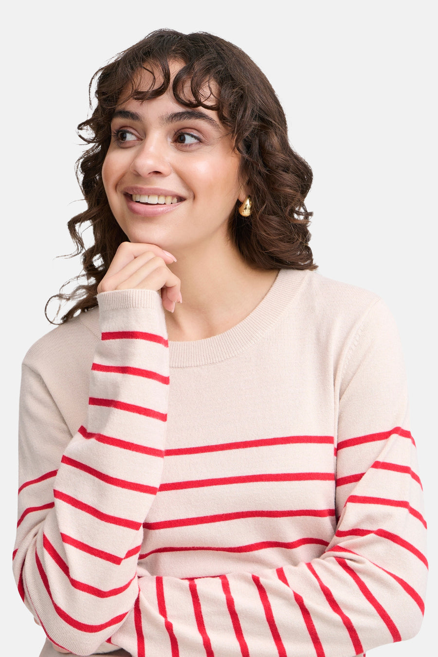 Pull à col rond - rouge - Fransa®