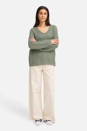 Pull à col rond - Kaki - Fransa®