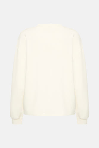 Pull-over blanc de France, design simple avec des manches longues et un col rond.