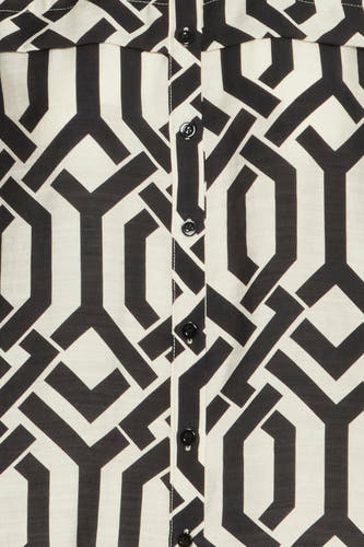 Zwart, lange mouwen hemd van Fransa, met een geometrisch zwart-wit patroon en knoopsluiting.