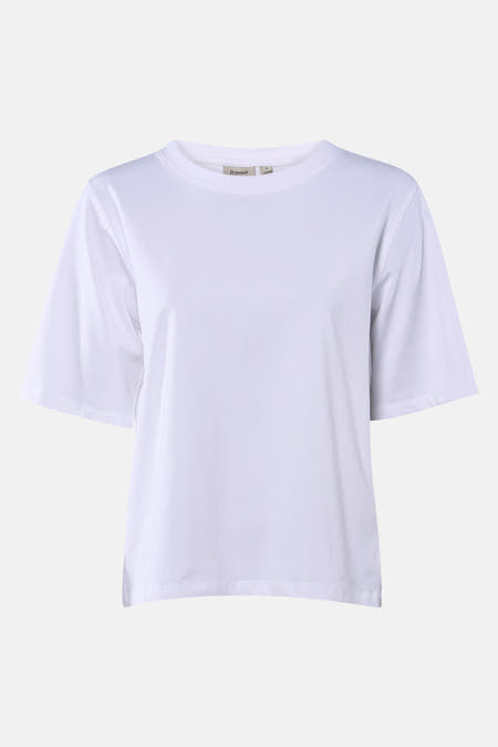 T-shirt blanc à manches courtes de Fransa, encolure ronde classique.