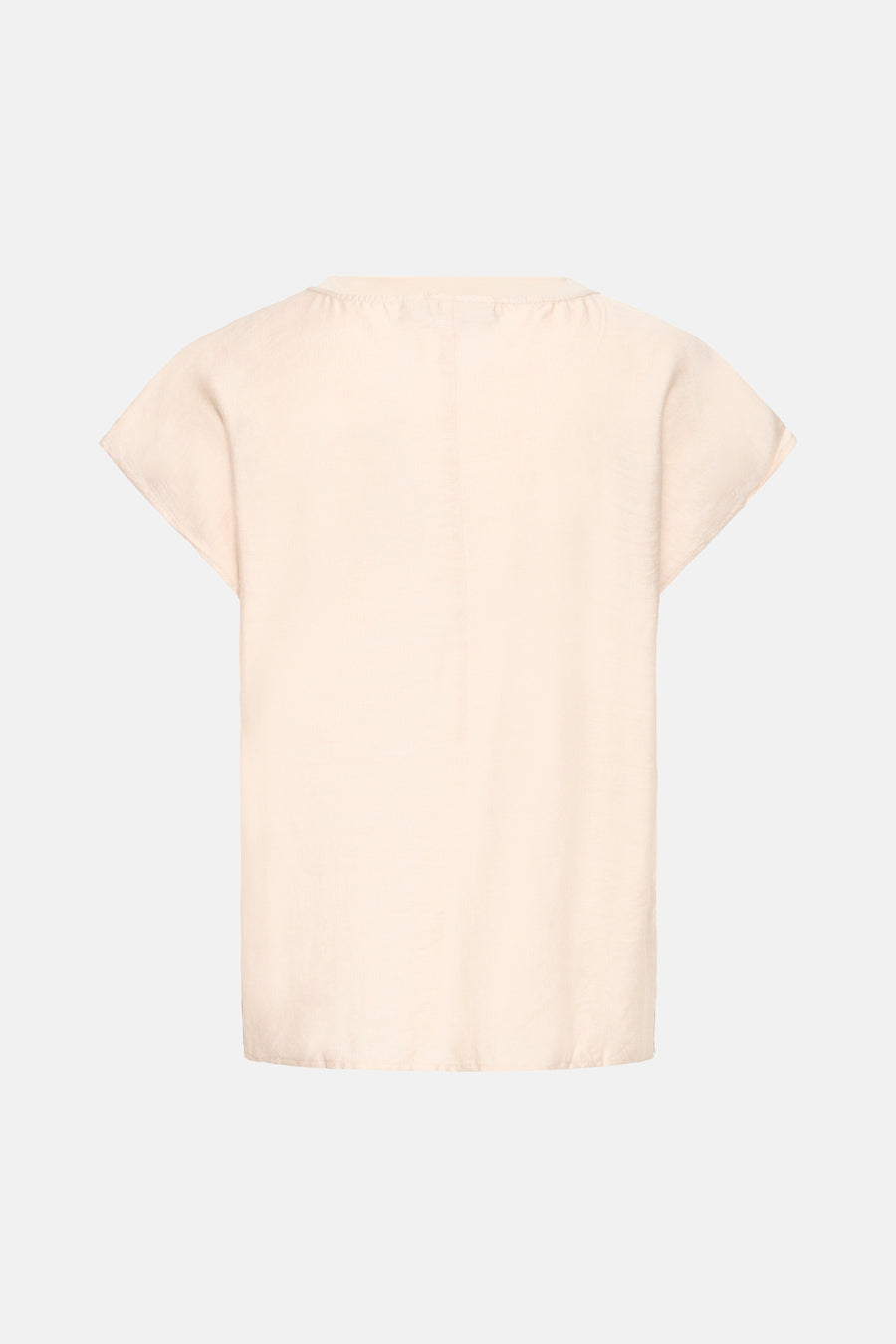 Beige blouse met korte mouwen van Fransa, effen stof en eenvoudige halslijn.

