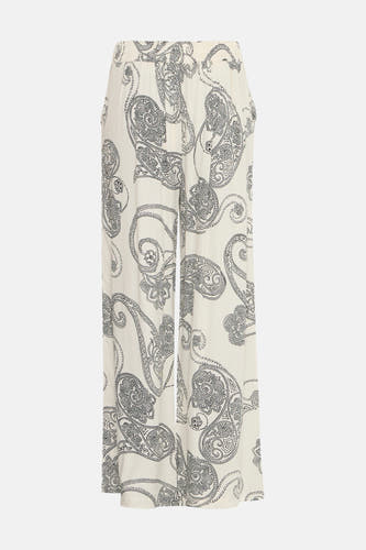 Ecru broek van Fransa, met paisleyprint en wijde pijpen.