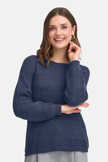Pull à col rond - bleu