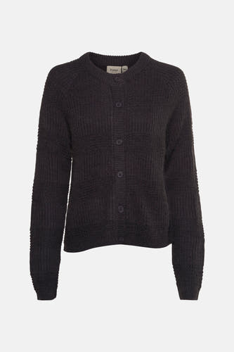 Gilet gris de France, tricoté et avec fermeture à boutons.