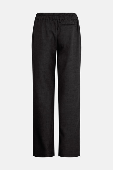Pantalon noir de France, avec une ceinture élastique et une poche arrière.