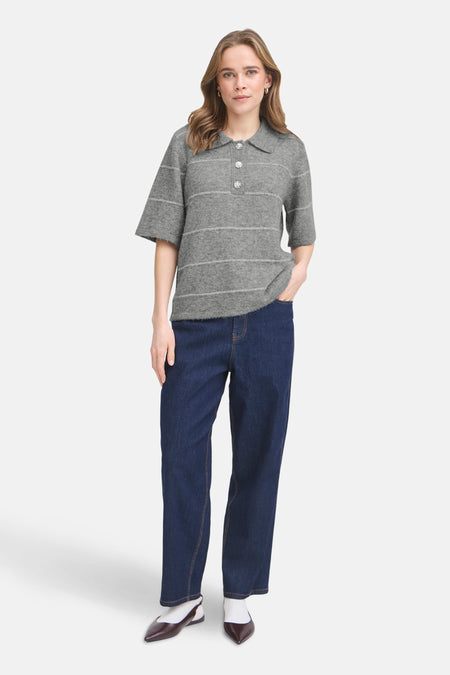 Pull à col en V - gris