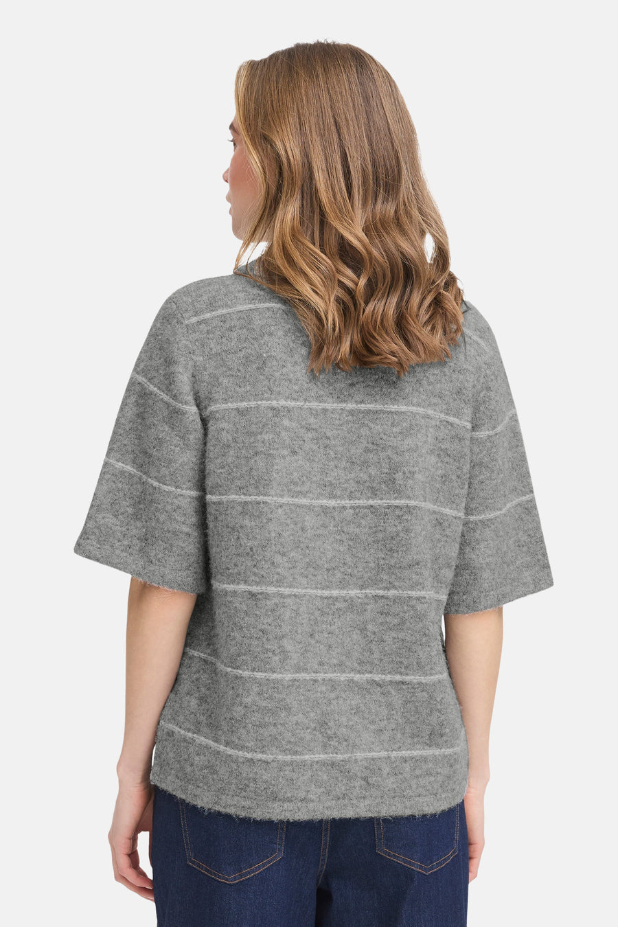 Pull à col en V - gris - Fransa®