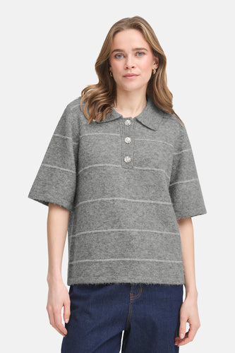 Pull à col en V - gris - Fransa®