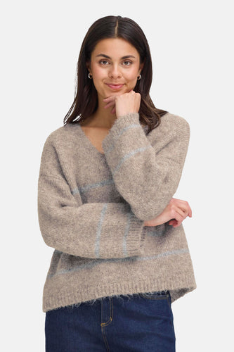 Pull à col en V - Beige