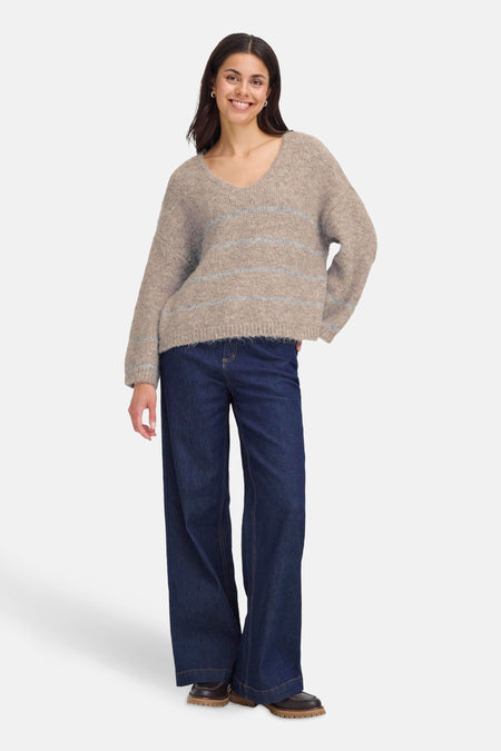 Pull col V Brun - Fransa®