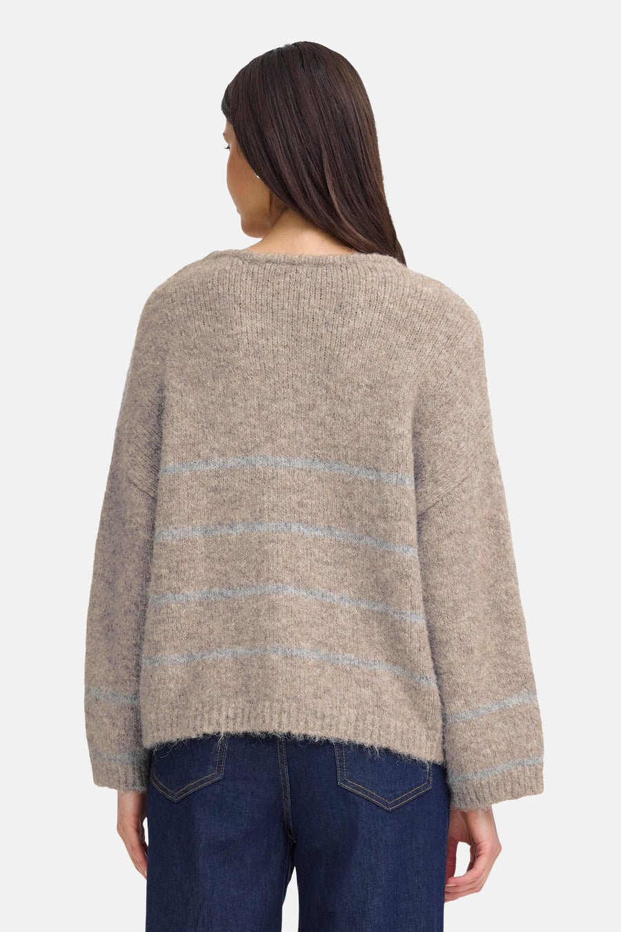 Pull à col en V - Beige - Fransa®