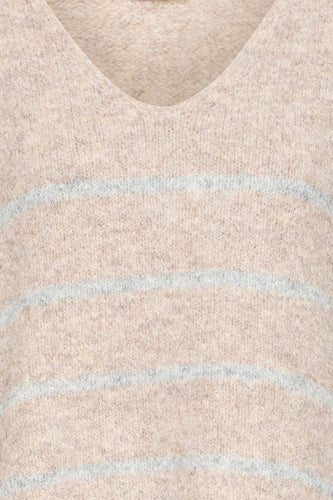 Pull à col en V - Beige - Fransa®
