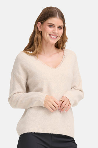 Pull à col en V - écru