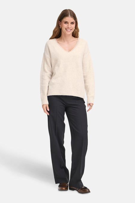 Pull à col en V - écru