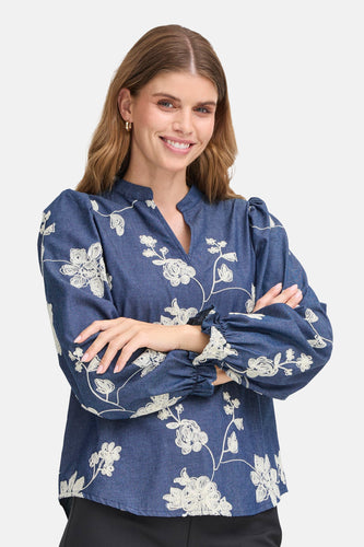 Blouse à manches longues - bleu - Fransa®