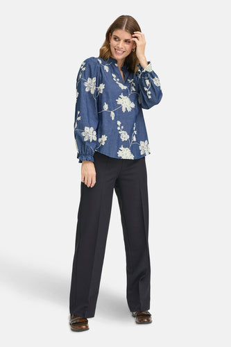 Blouse à manches longues - bleu - Fransa®