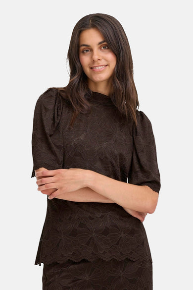 Blouse à manches courtes - brun