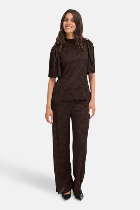 Blouse à manches courtes - brun