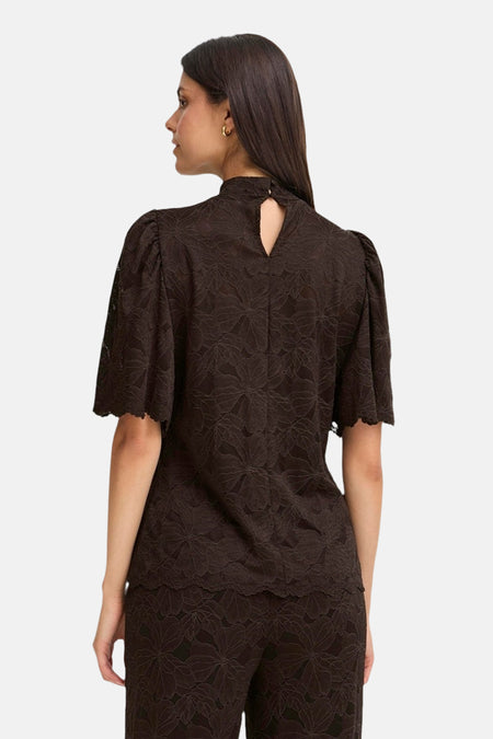 Blouse à manches courtes - brun
