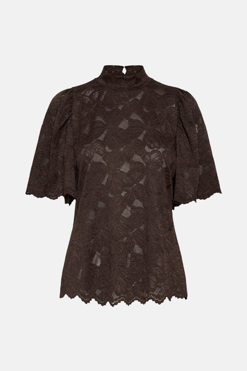 Blouse à manches courtes - brun