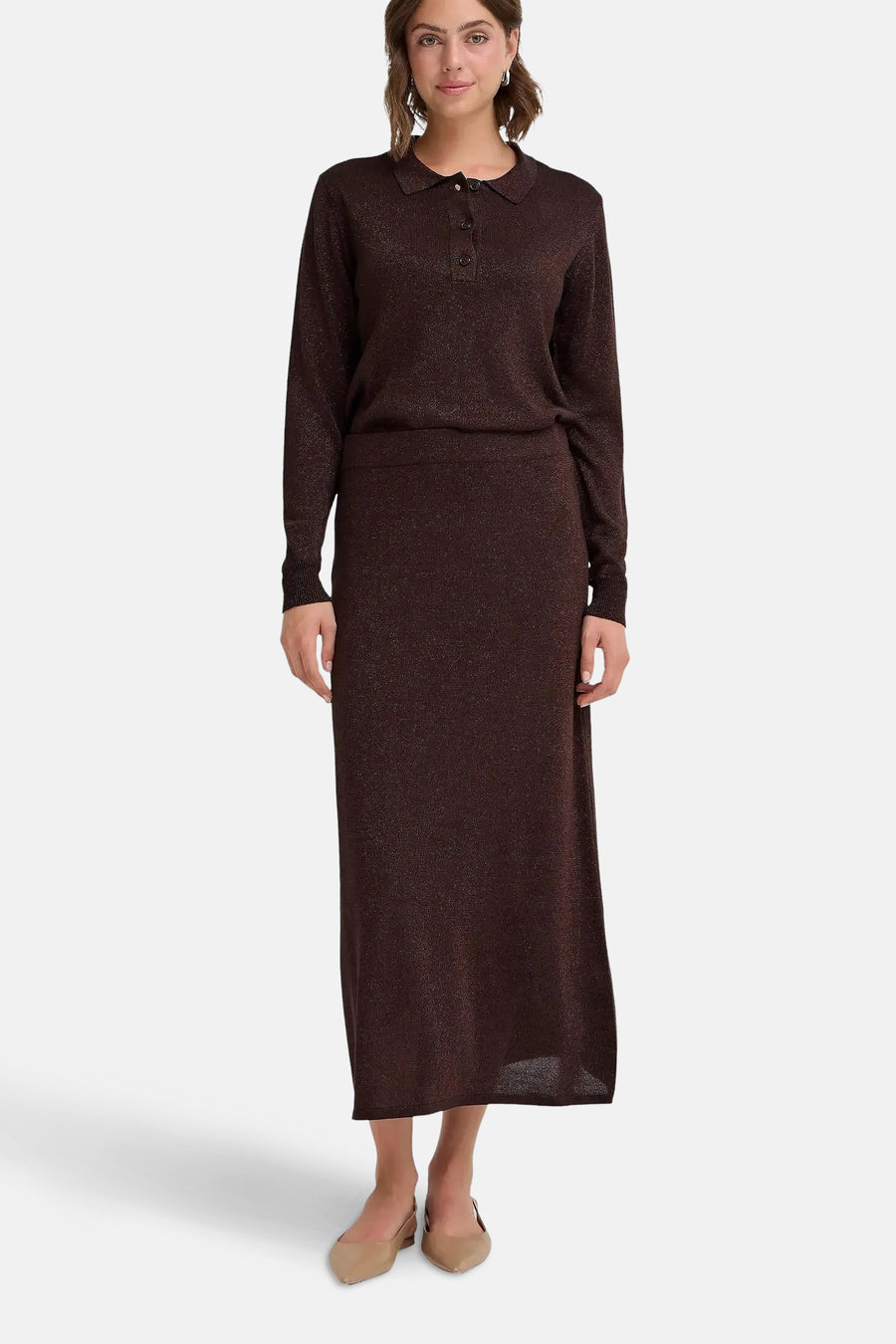 Pull à col rond - brun - Fransa®