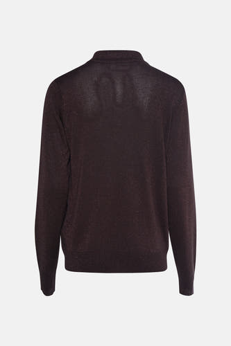 Pull marron avec col rond de France, avec des détails glitter fins.