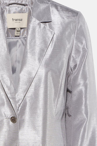 Blazer en argent de France, avec fermeture à boutons et col revers, fabriqué en Chine.