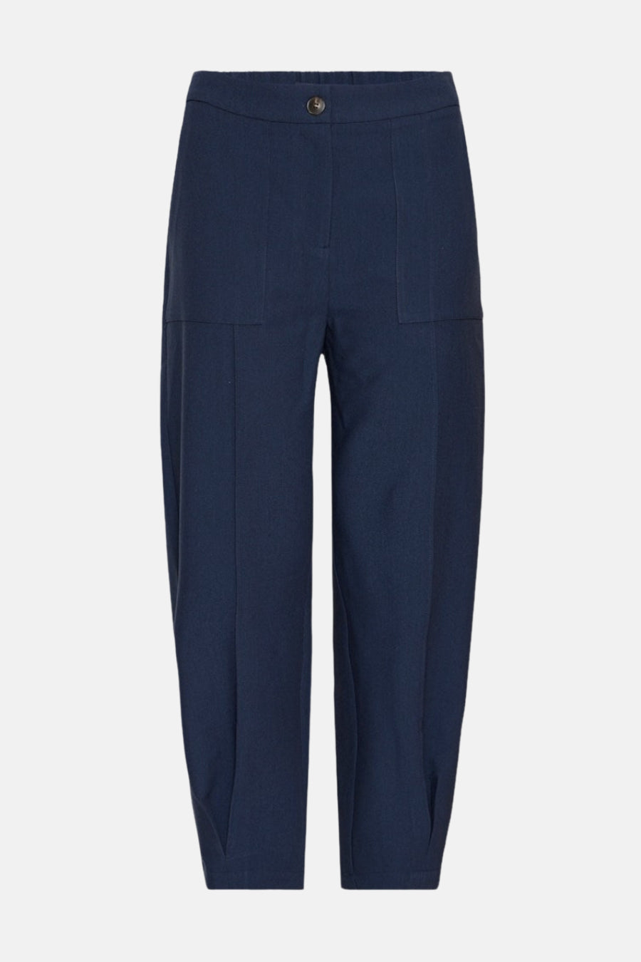 Pantalon bleu de France avec une fermeture à boutons et des poches.